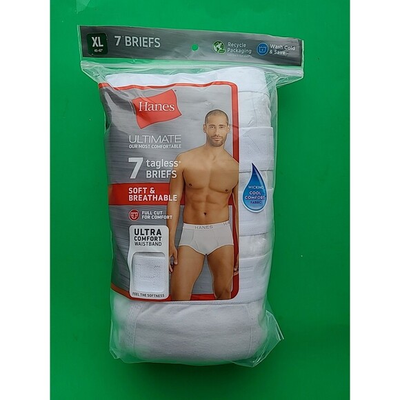 Men's Hanes Ultimate Briefs Size XL Underwear Black/Grey Tagless (Pack of 7) NIP - Picture 1 of 2